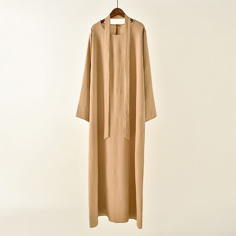 Women's Clothing Muslim Strappy Robes For Women Solid Color Loose And Comfortable Dress Casual All Match Robe_voghion.com