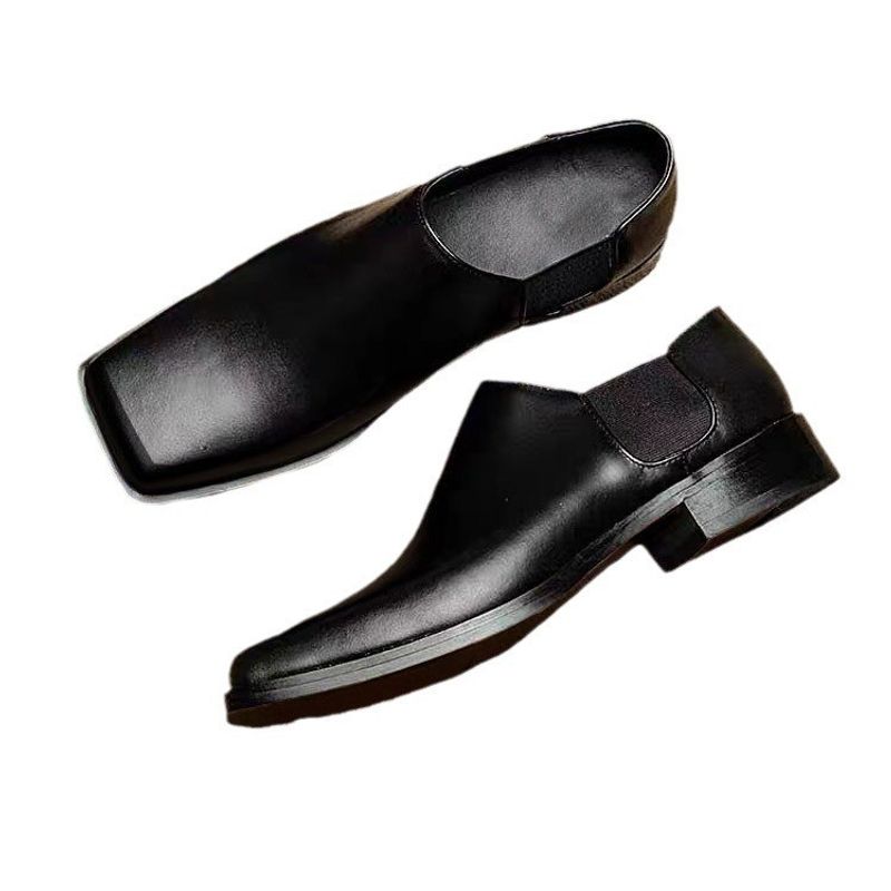 Winter British Style Square Toe Leather For Both Men And Women, Casual One Footed Loafers, Men's Niche Derby Shoes_voghion.com