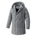 Piumino con cappuccio di media lunghezza da uomo – Cappotto invernale oversize con rivestimento in misto cotone (nero/grigio/verde militare)_voghion.com