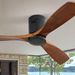 52 Inch Low Profile Ceiling Fan DC 3 Carved Wood Fan Blade Noiseless Reversible Motor Remote Control Without Light_voghion.com