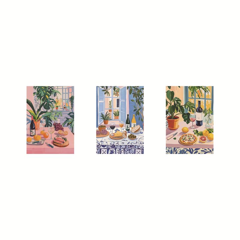 Nordic INS Style Triptych Canvas Oil Painting Decorative Core_voghion.com
