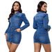 Giacca in denim a maniche lunghe da donna - Cappotto stile blazer corto elasticizzato aderente (5 taglie, dalla S alla 2XL)_voghion.com