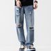 Mode Vintage Jeans Herren Streetwear Zerrissen Lose Hip Hop Loch Hose Lässig Gerade Männliche Kleidung Breite Jeans Hose_voghion.com