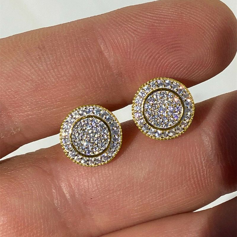 Cao Shi Hip-Hop Zircon Round Stud High-End Trendy Unisex Simple Versatile Internet Celebrity Earrings Elegant Classic_voghion.com