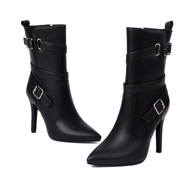 New fall pointy side zipper stiletto heels for women_voghion.com