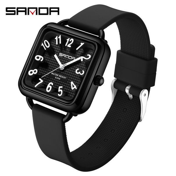 Stylish Minimalist Square Watch With Large Numerals, Waterproof Quartz Movement, Lightweight Silicone Strap For Students And Everyday Wear_voghion.com