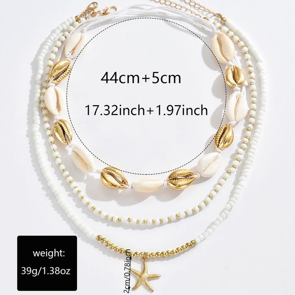 Kette Halskette Anhänger Halskette Sommer Ozean Strand Stil Shell Set Böhmische weiße Reis Perlen Halskette Schlüsselbein Kette_voghion.com