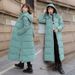 Slim-Fit Longline Puffer Coat – Korean Winter Parka With Hood (White/Khaki/Green/Black, M-XXXL)_voghion.com