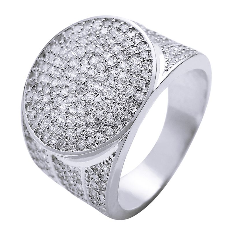 Echter galvanisierter, mikroeingelegter Zirkonia-Hip-Hop-Hiphop-Herren-Goldring_voghion.com
