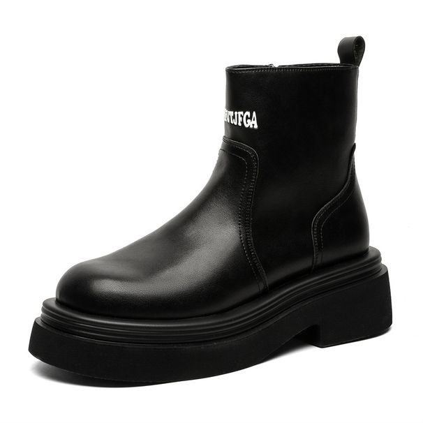 Coppia di stivali Martin dello stesso stile, stivali bassi neri con suola spessa e tacco spesso, stile Fried Street Tooling_voghion.com