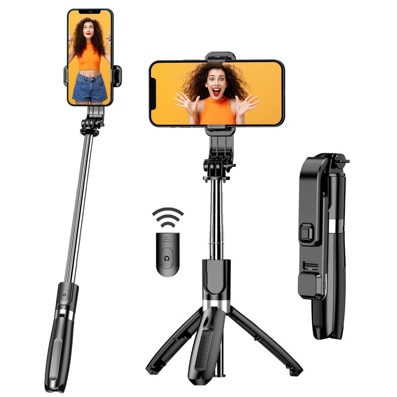 Handheld tripod selfie stick with detachable wireless remote control and mini tripod_voghion.com