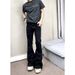 Men's Clothing Ro Style Ribbon Stretch Pants High Street Cleanfit Flared Stacked Feeling Mopping Denim Trousers Men's Trend_voghion.com