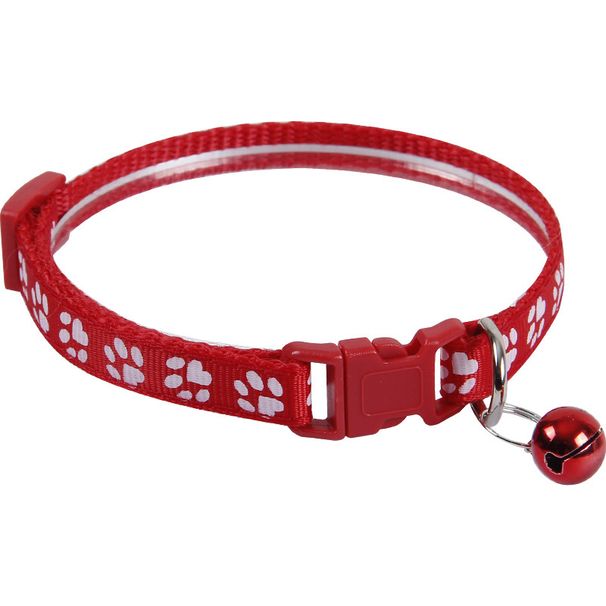 Coleira de pescoço para animais de estimação com estampa de pegadas e sinos de pelúcia para gatos_voghion.com