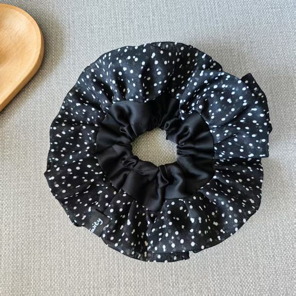 Hada de gasa plisada con lunares y rizos grandes, doble lazo de tela, accesorios estilo ballet, nuevo corte de pelo_voghion.com