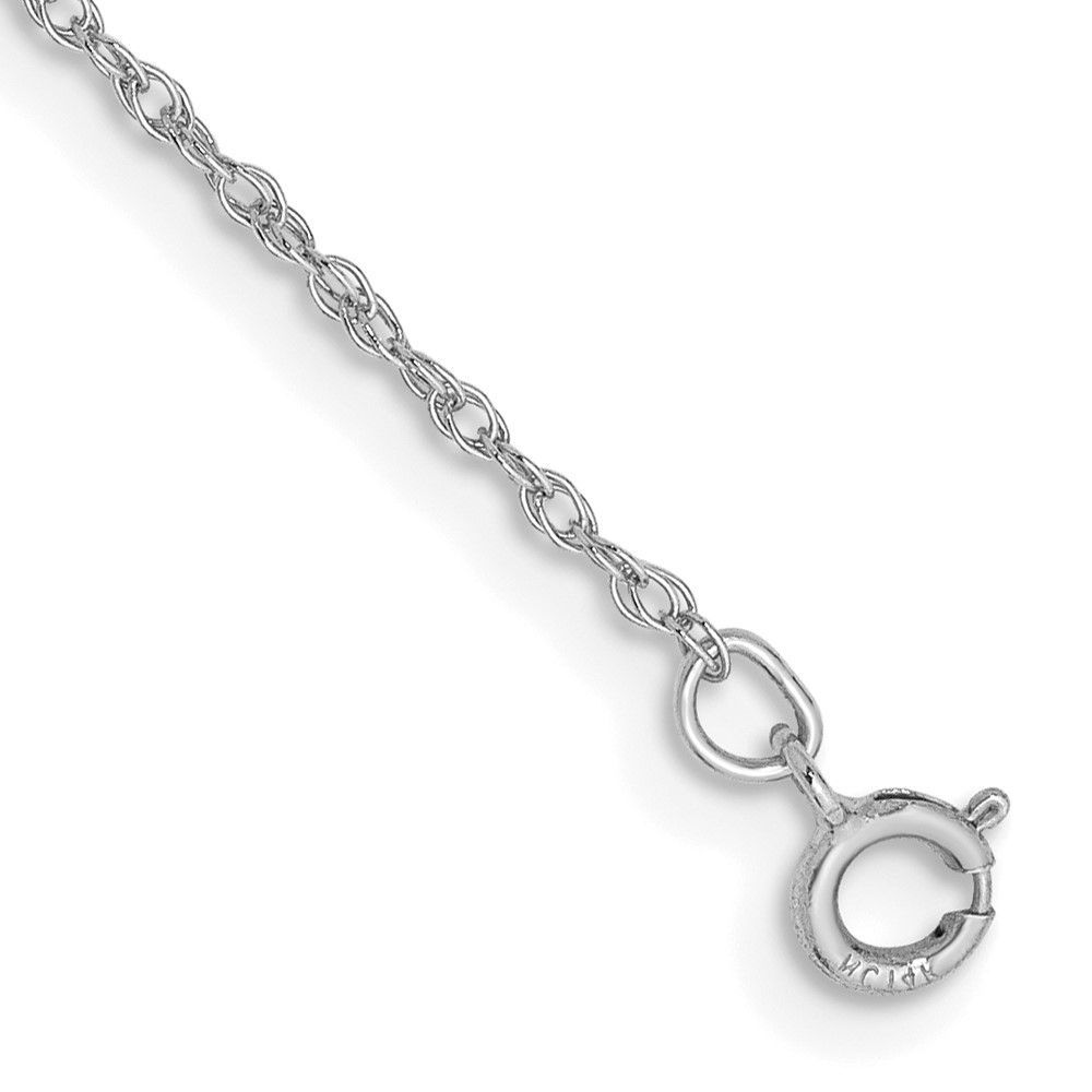 14K White Gold 7 Inch .8mm Light Baby Rope With Spring Ring Clasp Chain_voghion.com