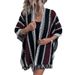 Bump color check lady fringe cape scarf Knitted shawl woman_voghion.com