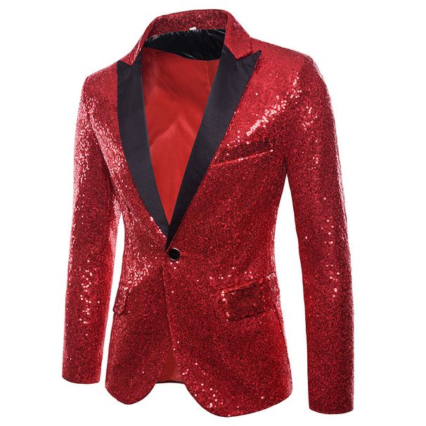 1 European And American Performance Dress Gold Sequin Korean Suit Nightclub Men's Wear Host Emcee Studio Jacket In Stock_voghion.com