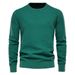 New men's round neck pullover sweater solid color bottom cotton sweater _voghion.com