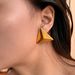 INS Retro Plated Titanium Steel Polished Three Dimensional Triangle Earrings_voghion.com