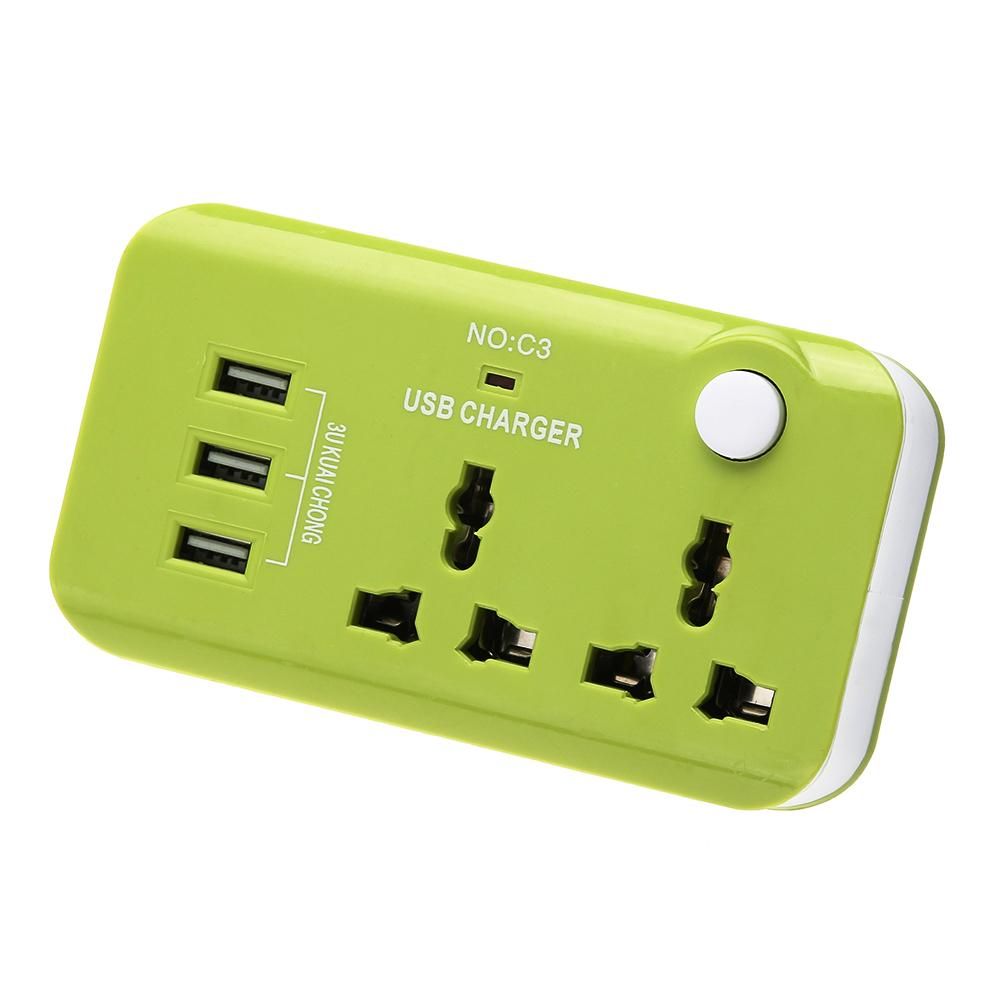 Cargador concentrador de carga rápida con enchufe británico de 5 V y 10 A, 3 puertos USB, adaptador universal, regleta de enchufes, convertidor de viaje CA 110-250 V_voghion.com