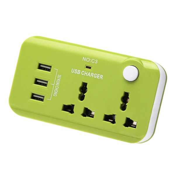 Cargador concentrador de carga rápida con enchufe británico de 5 V y 10 A, 3 puertos USB, adaptador universal, regleta de enchufes, convertidor de viaje CA 110-250 V_voghion.com