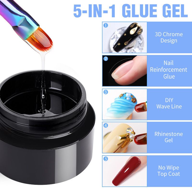 Nail Glue Hard Nail Seal Multifunctional Adhesive Diamond Glue Shaping Extension Reinforcement Five In One Functional Glue_voghion.com