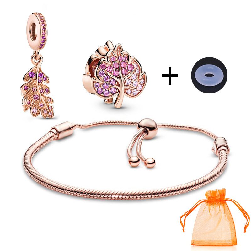 Charm armbanden roségouden trekkoord basisketting DIY armband accessoires met eenvoudig ontwerp_voghion.com