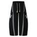 Graue Tanzhose mit weitem Bein für Herren mit großen Taschen und Streifendesign – Gerade geschnittene Jogginghose für Streetwear und Freizeitkleidung_voghion.com