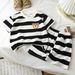 Children's Short Sleeved Suit Black And White Striped Boy's T Shirt Baby Summer Children's Clothing Girl's Shorts Baby Clothes New Style_voghion.com