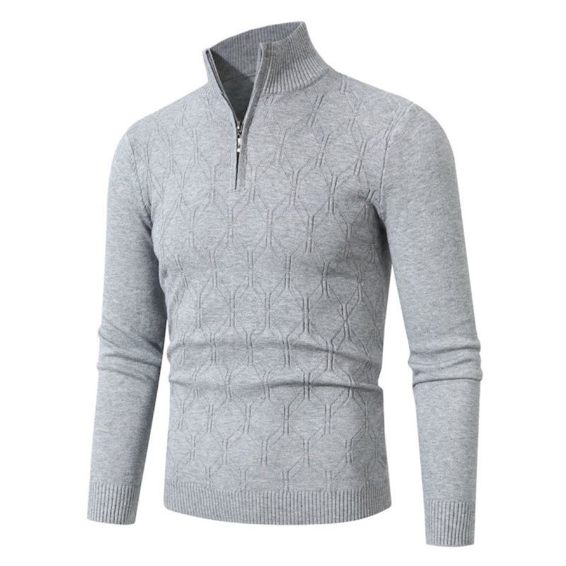 Maglione da uomo con cerniera al collo – Pullover in maglia di alta qualità, vestibilità comoda e lavabile in lavatrice (M-3XL, stile casual invernale)_voghion.com