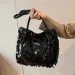 Sparkling Sequin Large Capacity Commuting Tote Bag 2025 Womens Zipper Closure Shoulder Bags Fashion Handbag 250530_voghion.com