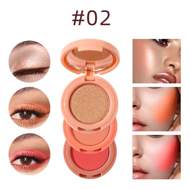 Three color sandwich handy powder blusher high gloss eye shadow pearl matt mini portable makeup dish_voghion.com