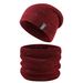 Apparel Accessories in stock Winter fleece-lined Knitted Wool Hat Big Head Men's Fashionable All-match Neck Hat Two-piece Set_voghion.com