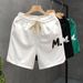 Pantaloncini casual da uomo, estivi, larghi, con stampa a lettere, ad asciugatura rapida, con elastico in vita, per palestra, corsa e viaggi (nero, verde, bianco)_voghion.com