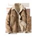 Men's Faux Shearling Bomber Jacket – Relaxed Fit, Single-Breasted, Fleece-Lined Winter Coat (Khaki, M-5XL)_voghion.com