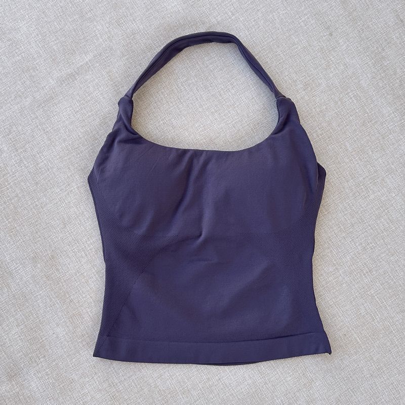 Women's Clothing New Halter Neck Vest Women's Seamless Yoga Backless Halter Neck Long Vest_voghion.com