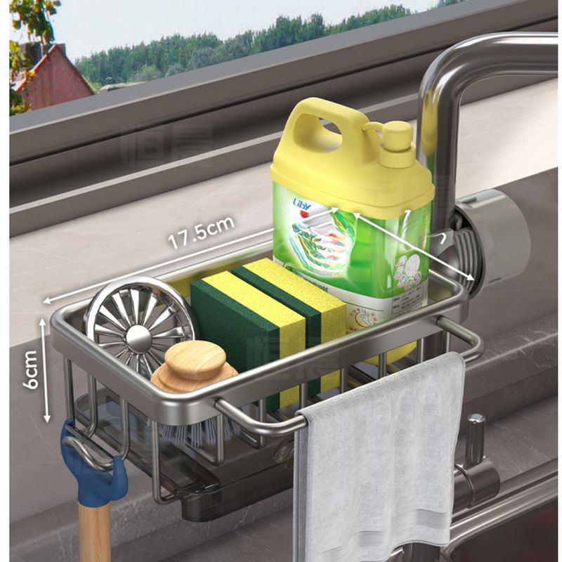 Kitchen Faucet Storage Rack Household Sink Basin Utensils Dishwashing Multi-functional Cloth Draining Basket Organizer_voghion.com