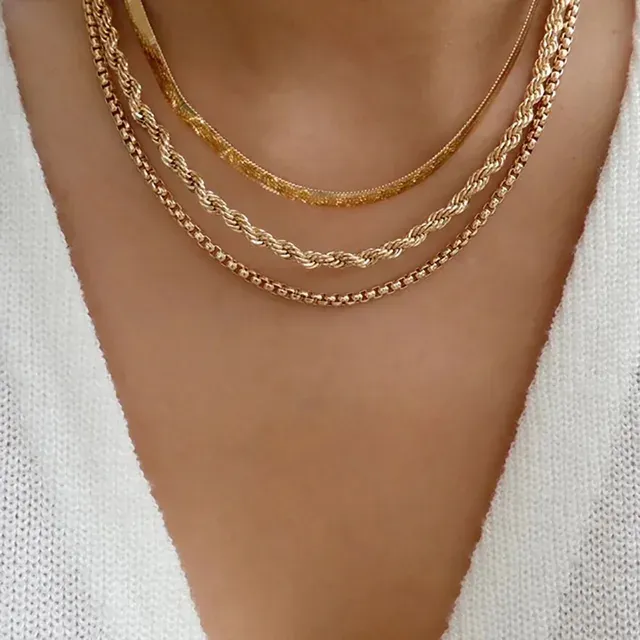 Collana con clavicola a catena a serpente in metallo color oro multistrato Boho da donna 2024, ciondolo a forma di stella in cristallo, gioielli per ragazze_voghion.com