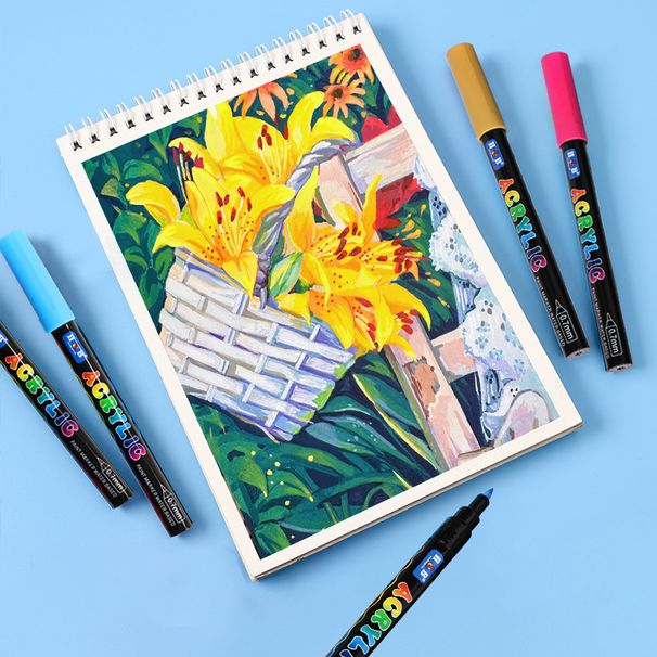 18-Color Valve Acrylic Markers Set - 0.7mm Fine Tip, Waterproof, Non-Toxic, Ideal For Kids, Sketching, Bullet Journaling & Art Projects_voghion.com