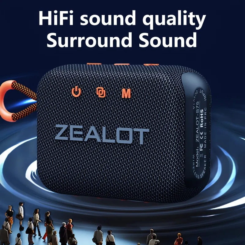 ZEALOT S75 10 W bezvadu skaļruņi, āra portatīvais zemfrekvences skaļrunis, dubulta savienošana pārī, 3000 mAh akumulators, 8 stundu atskaņošanas skaļš stereo, plaukstošs bass. Char_voghion.com