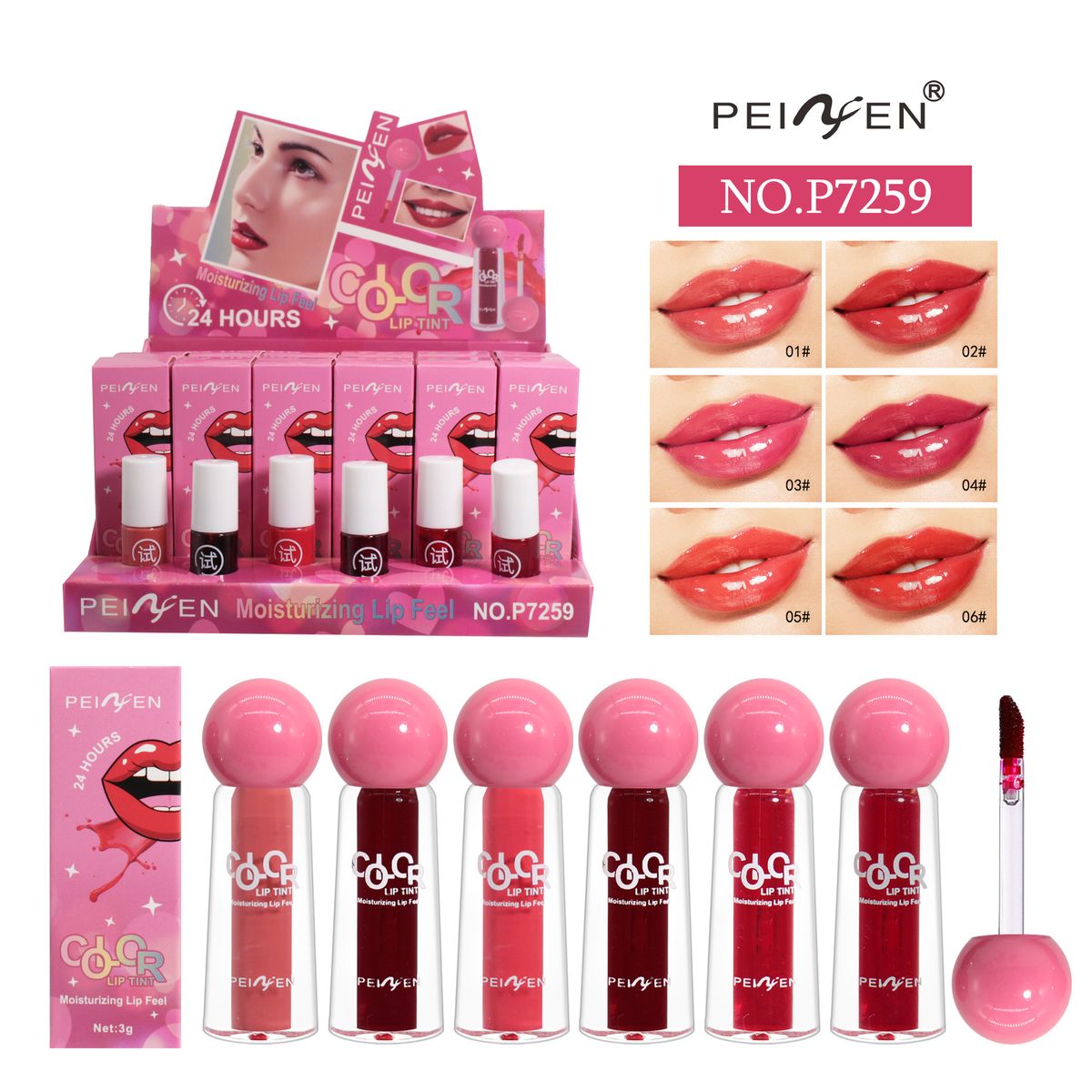 Coffret de rouges à lèvres à l'eau, un produit populaire, une variété de couleurs, Aqua, facile à colorer, ensemble de rouges à lèvres_voghion.com