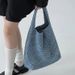 Denim Woven Bag Large Capacity Tote Bag Single Shoulder Underarm Bag Women's Casual Bag_voghion.com