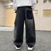 Boys' Stretch Denim Jeans For Kids & Teens - Comfortable Cotton Blend Casual Pants With Elastic Waistband, Black, Sizes 120-170cm_voghion.com