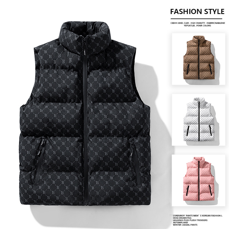 New Cotton Coat Vest Men's Autumn/winter B Sweetheart Sleeveless Coat Youth Thickened Warm Cotton Coat Tank Top_voghion.com