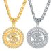 USD symbol gold coin rotating hiphop Cuban chain personality hip-hop men's necklace trendy accessories_voghion.com