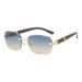 Brand Designer Diamond Cut Rimless Women Wood Color Frame Small Rectangle Men Sunglasses with Custom_voghion.com