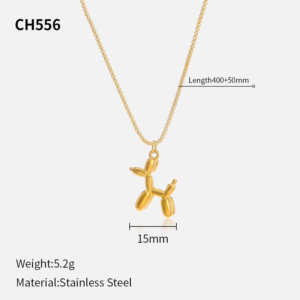 Einfache Mode Cartoon Tier Form Schmuck Welpen Halskette süße Ballon Luft Hund Anhänger Halskette_voghion.com