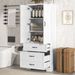 Tall Bathroom Storage Cabinet,Cabinet With Two Doors And Drawers,Adjustable Shelf,MDF Board,White_voghion.com
