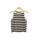 Women's Striped Solid Vest Inner Soft Knit Peplum Sleeveless Spice Top_voghion.com