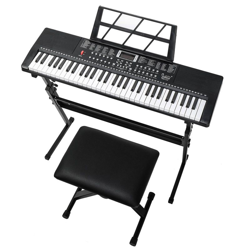 3 Modes D'enseignement Pour Débutants Banc Piano, Haut-parleurs Intégrés Glarry GEP-110 Clavier À 61 Touches Avec_voghion.com